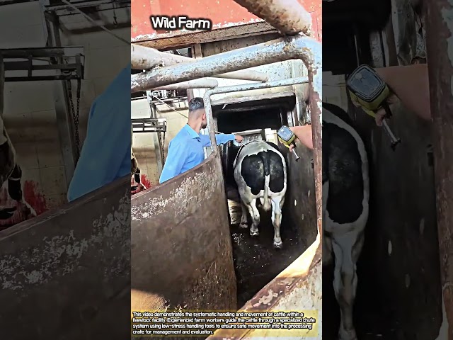 Efficient Cattle Processing and Handling Routine #worker #process #farmwork #cattle #ranch