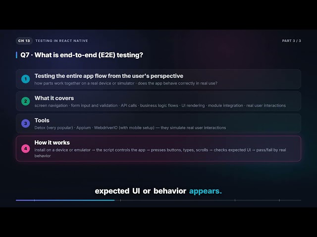End-to-End Testing, Detox & Testing Promises | React Native Interview (13.3)