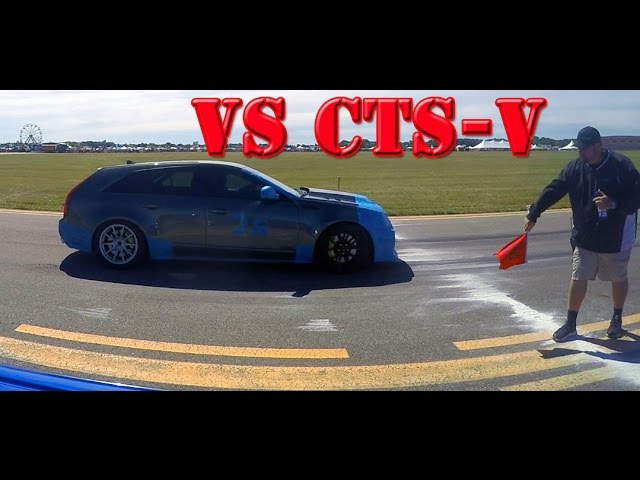 Audi B5 S4 vs Cadillac CTS-V Wagon 1/2 mile drag race - Battle Creek SpeedFest
