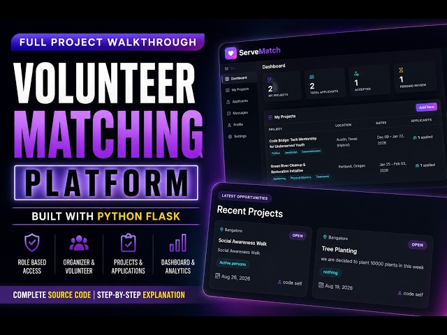 Complete Flask Web Application Project | Volunteer Management System | Codeself Projects