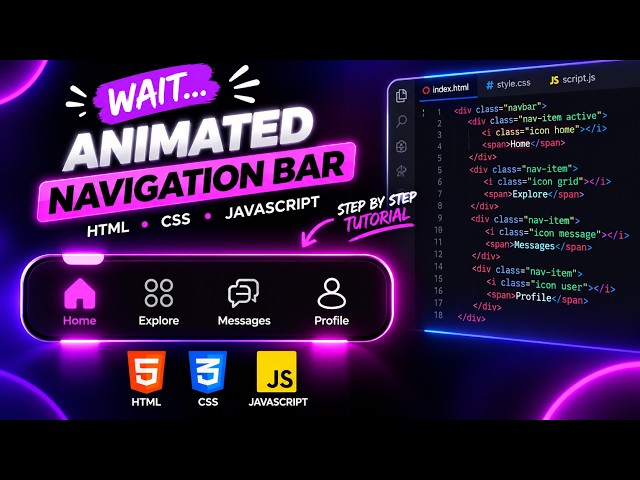🔥 Animated Bottom Navigation Bar | HTML CSS JavaScript | Full Tutorial