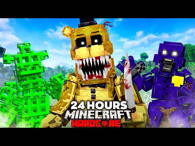 I Survived 24 HOURS in FNAF WORLD in Minecraft