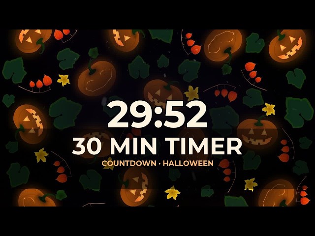 30 Minute Countdown Timer 🎃 Halloween with Clock Ticking | Temporizador 30 Minutos