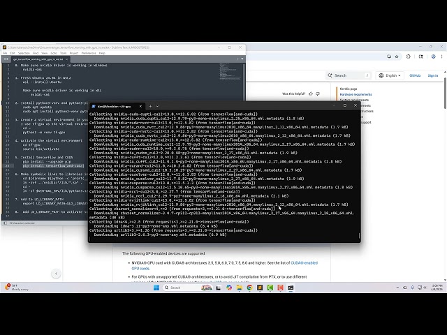 How to get Tensorflow working with a NVIDIA GPU on Windows using WSL