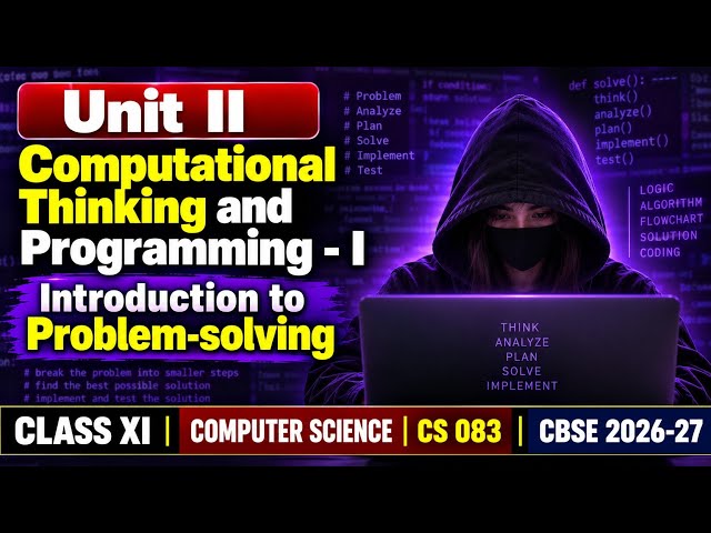 Introduction to Problem Solving | Class 11 Computer Science | Unit 2 | CS 083 | CBSE 2026-27