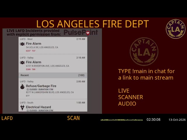 LAFD Los Angeles Fire Department SCANNER Radio ARCHIVE // FIRE & EMS // LA CAPTAIN - 12-Oct-2026