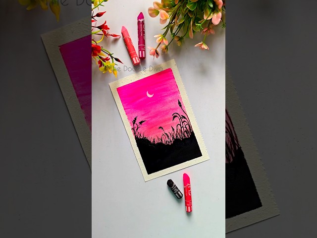 This Pink Sky Painting Feels Like a Dream 🌸🎨 | Acrylic Painting #Shorts