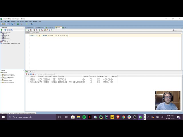 Oracle SQL Lab 2 - Objective 4: Grant/Revoke Object Privileges
