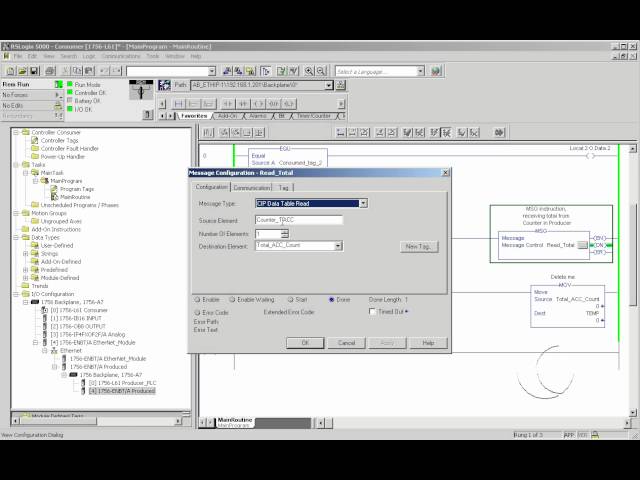 How to set up a Message (MSG) instruction in RSLogix5000