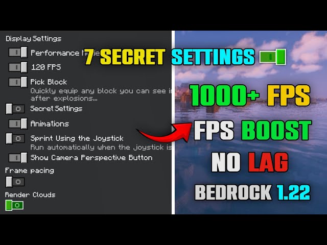 Minecraft 7 Secret Fps Boost Settings In [ Bedrock ]