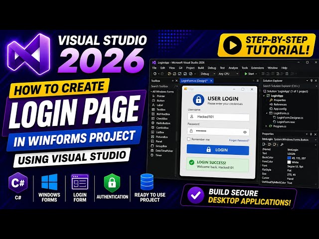 How to Create a Login Form in WinForms using Visual Studio 2026 | C#