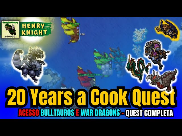 FULL ACCESS TO BULLTAUROS, WAR DRAGONS AND BOSS DESPOR (20 YEARS A COOK QUEST) - TIBIA QUESTS #39