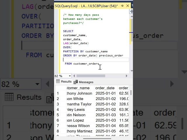 Days Between Purchases in SQL | LAG & DATEDIFF