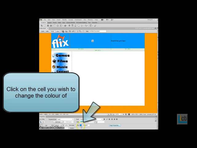 changing background colour of a table's cell Dreamweaver CS6