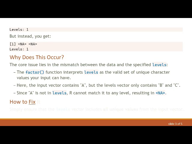 Understanding Unexpected NA Values When Using factor() in R