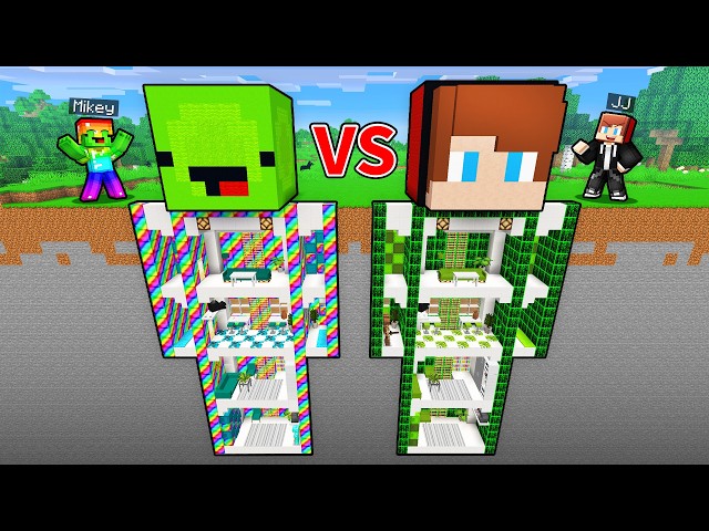 Maizen: Mikey OP vs JJ HACKER Statue Base Battle in Minecraft