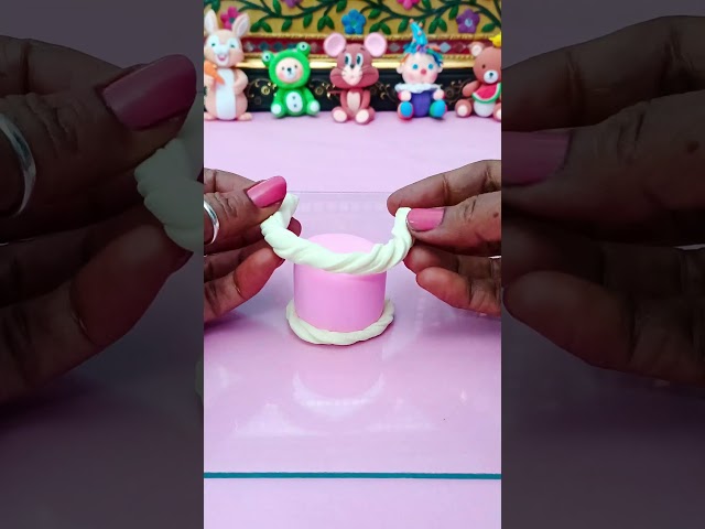 Strawberry Clay Cake 🍓 | Miniature Clay Dessert DIY