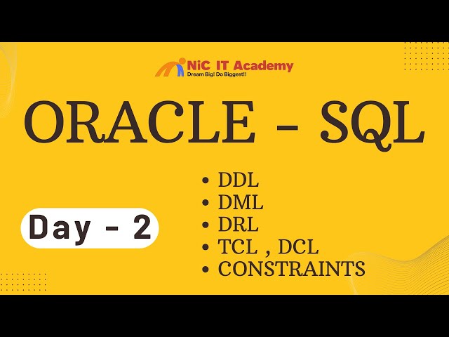 Day - 02 - Oracle SQL - Different types of SQL DDL, DML, DRL, TCL and DCL