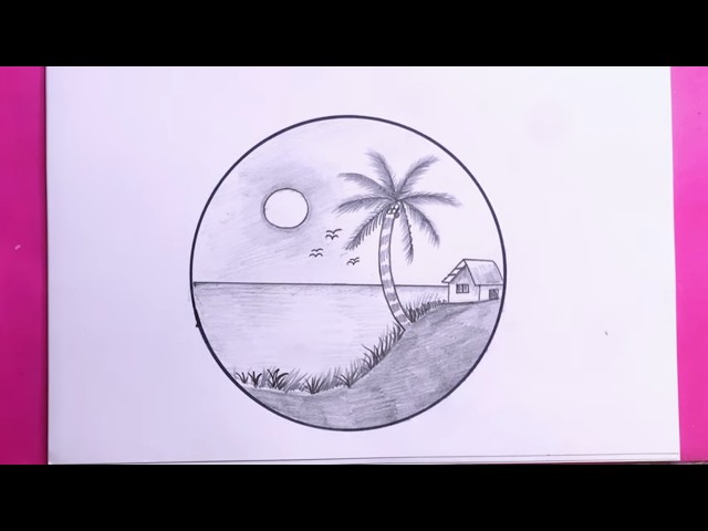 How To Draw Beautiful Scenery In Cercle/Beautiful Scenery Drawing