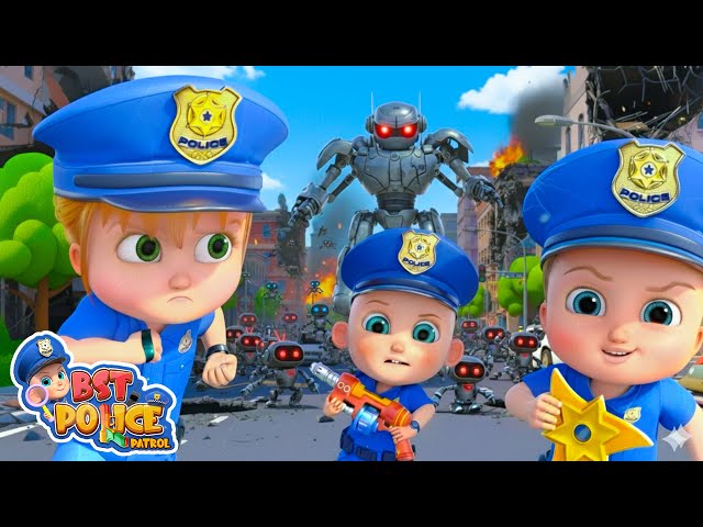 Giant Robot On the Loose | Robot Attack | Cartoon animation for kids | BST Police Patrol
