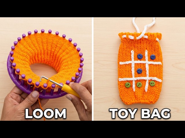 LoOM Knit Tic Tac Toe Toy Bag Made with Small Round Loom - Step by Step | Loomahat