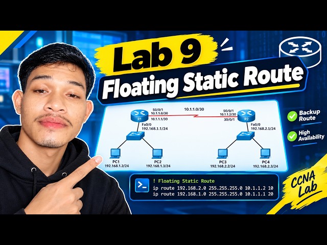 Practice Lab # 9 Floating Static Route in Khmer | Network learning