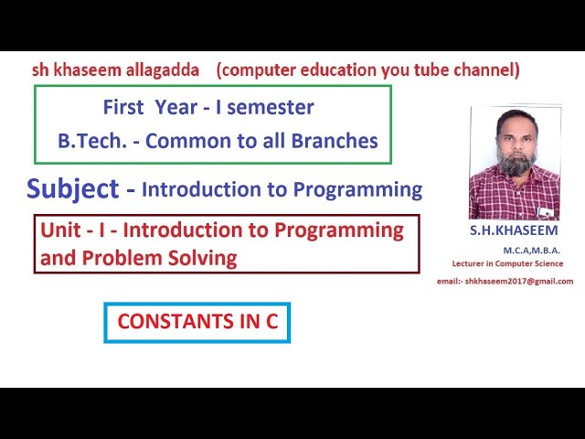 CONSTANTS IN C LANGUAGE