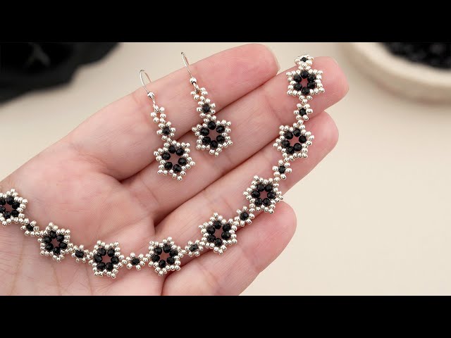 DIY Black & Silver Star Jewelry | Beaded Bracelet Pattern + Earrings Jewellery Making!