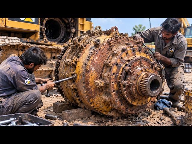 Abandoned for Years Massive Caterpillar Transmission Completely Rusted Expert Mechanics Rebuild