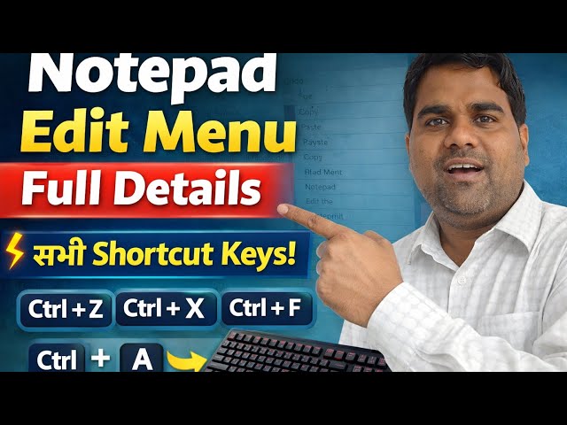 👉 Notepad Edit Menu Full Tutorial | Shortcut Keys ke Sath | Hindi | #computer @g-nextcomputer 