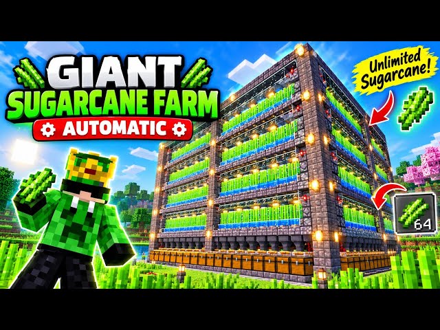 I Built a GIANT AUTOMATIC Sugarcane Farm! TRIO SERIES 🌱🔥 | Minecraft PE Ep-11.