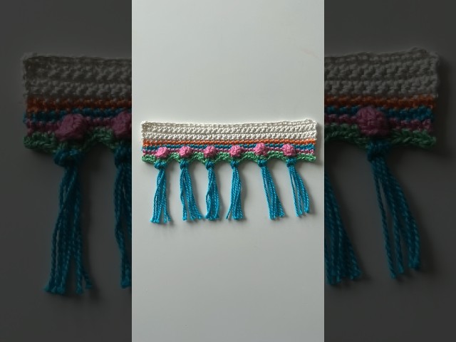 Crochet Popcorn Fringe Border ✨ So Cute & Easy! #shorts