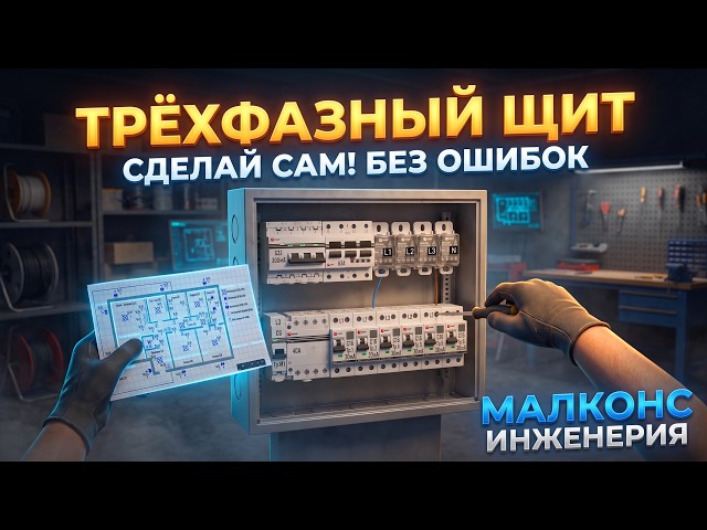 ТРЁХФАЗНЫЙ ЩИТ С НУЛЯ! Полноценный гид от проекта до монтажа. Видеоурок в анимации.