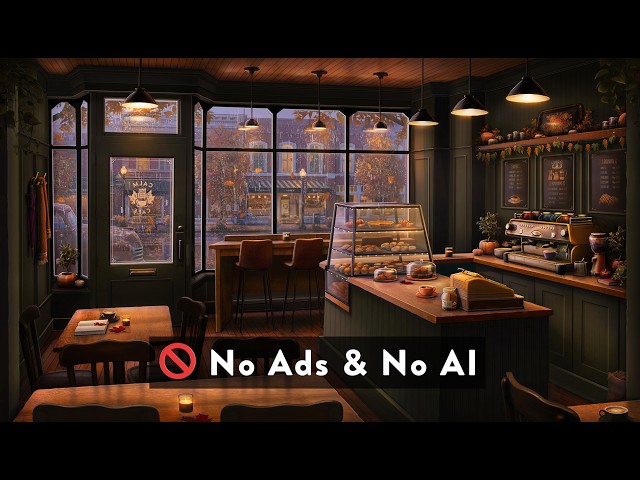 Calm Cafe Jazz Radio 🍂🦉☕️ cozy fall coffee shop ambience to relax/study/work to