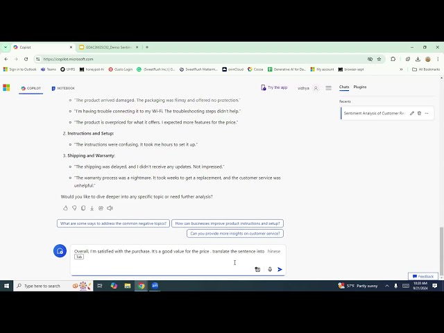 Demo on Sentimental analysis and beyond with Gen AI