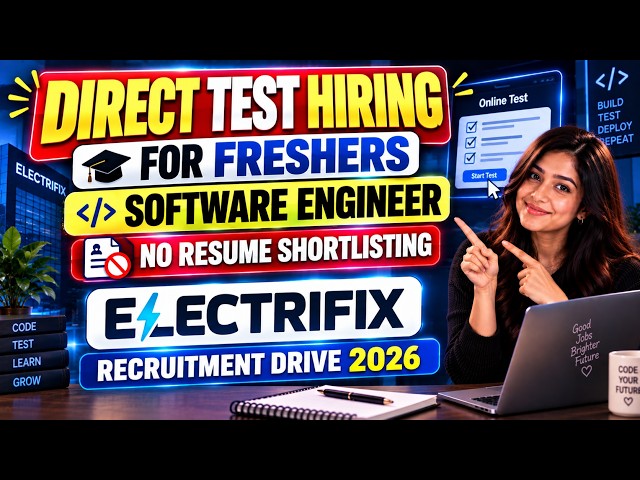 Direct Test Hiring 🚨Software Engineer Freshers | No Resume Shortlisting | Recruitment Drive 2026