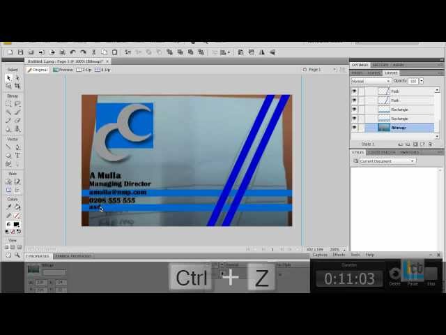 creating a business card using Adobe Fireworks