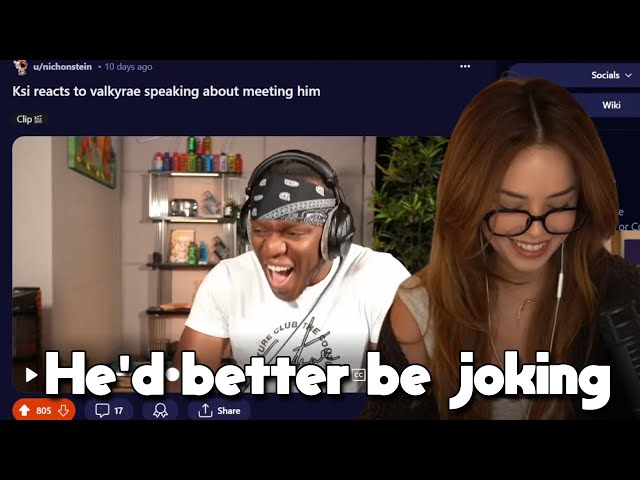 Valkyrae reacts to KSI saying shes GLAZING HIM