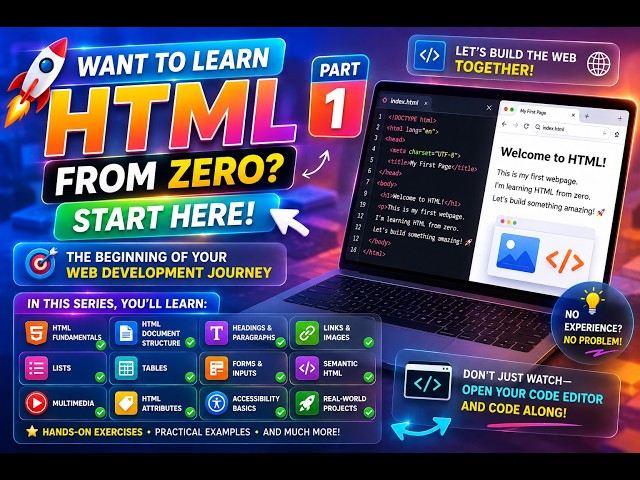 LEARN HTML FROM ZERO 🚀 | HTML Tutorial for Beginners – Part 1