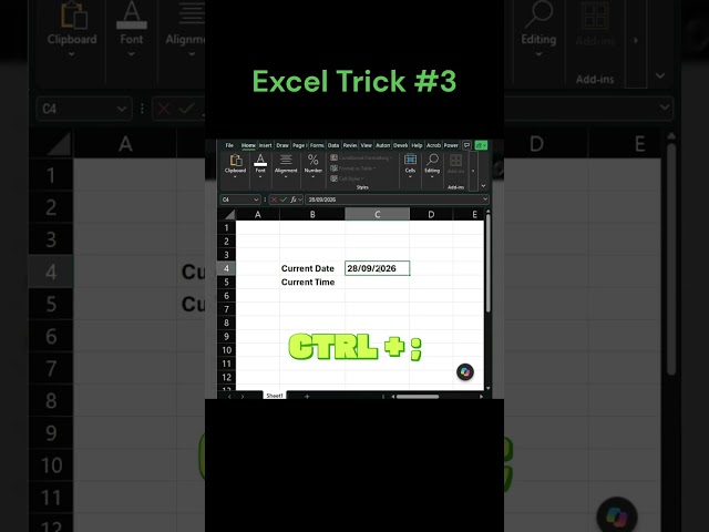 Excel Trick #3 - Trick to Current Date and Current Time