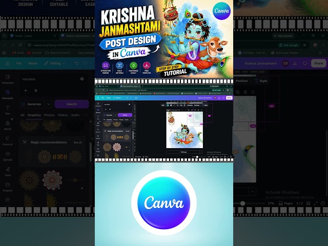 Create a Beautiful Janmashtami Post in Canva 🦚 | Janmashtami Design in Canva | Krishna Poster