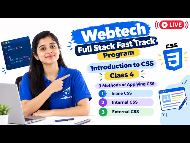 Introduction to CSS Class 4 | Inline, Internal & External CSS | Webtech Full Stack Fast Track