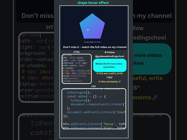 GSAP Hover Animation | Square to Pentagon Shape Morph | @codeg786 #gsap #codingschool