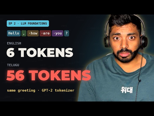 Ep 2 Why "Hello" Costs 6 Tokens in English but 56 in Telugu |Tokenization Explained | LLM Foundation