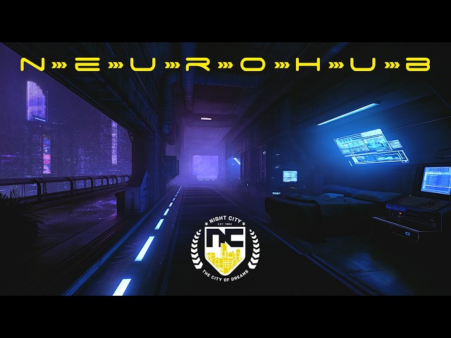 NEUROHUB: Cyberpunk 2077 Ambience & Rain | Night City Subdistrict Hideout
