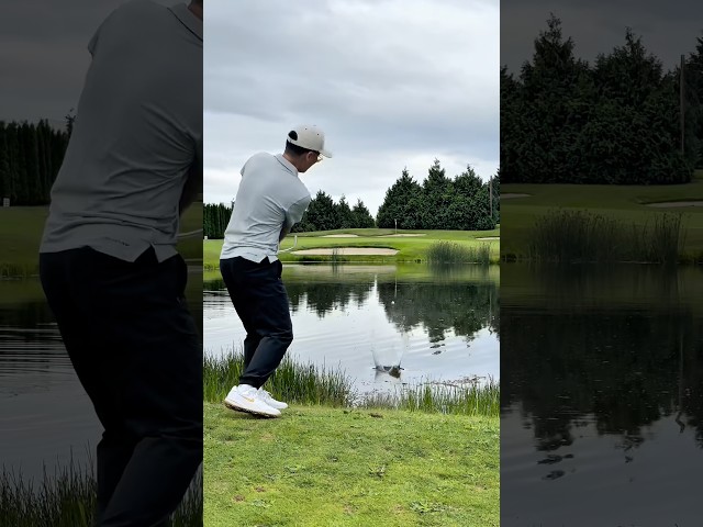 Water skipper shot 💦⛳️     #golf #golftrickshot #golfshot #golfshorts #golfcourse