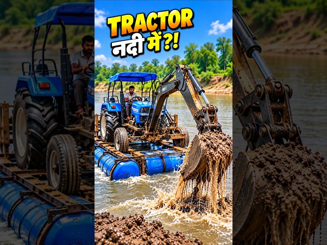 TRACTOR नदी में!ये देसी जुगाड़ कैसे काम करता है😱🚜 #tractor #viral #shorts #tractorindia #tractorking