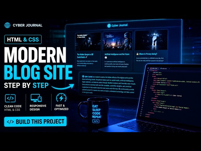 Building a Futuristic Cyberpunk Blog Website with HTML & CSS (Free Source Code)