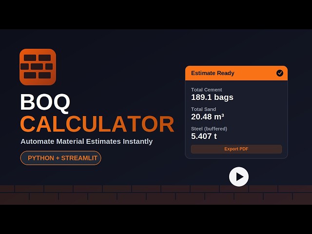 I Built a Bill of Quantities (BOQ) Calculator for Construction Estimation | Python + Streamlit