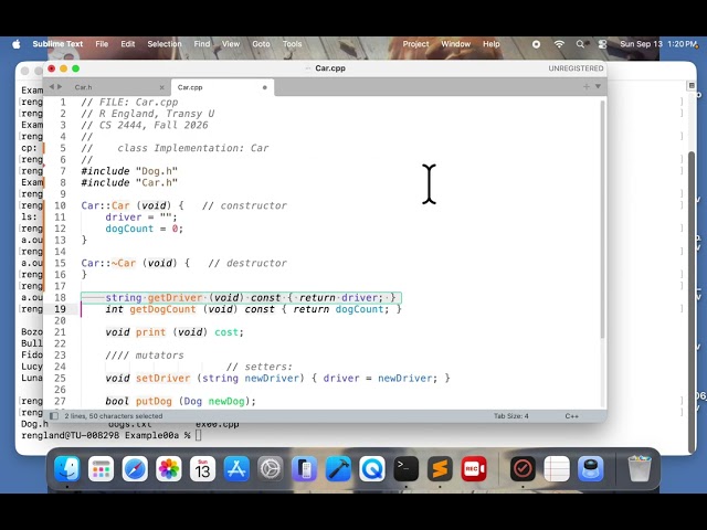 CS 2444 06: Example 0: Car class implementation
